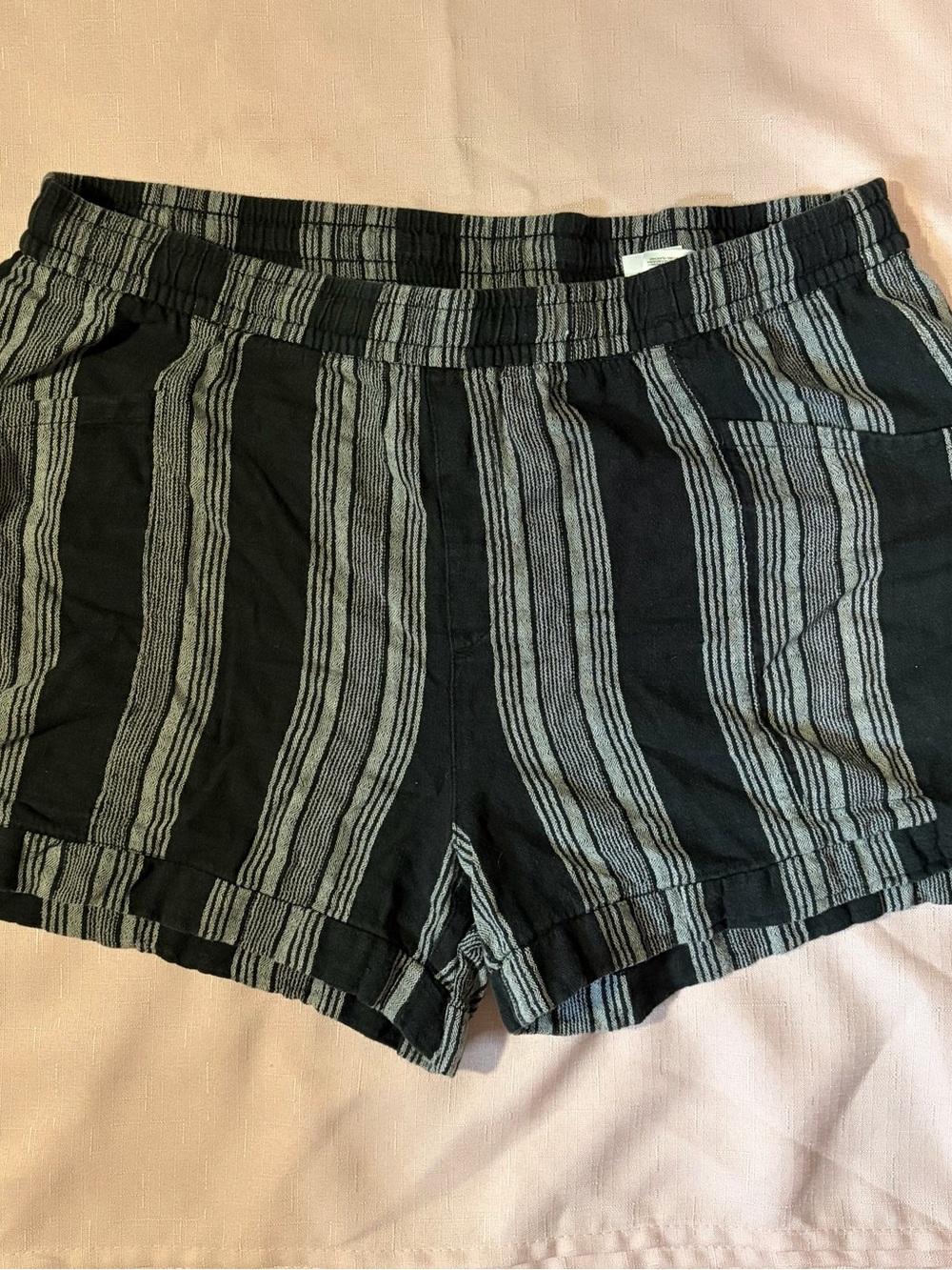 Old Navy Black and Gray Vertical Stripe High-Waist Shorts